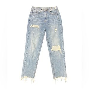 Garage Denim Distressed Blue Jeans w/Waist Round Cut Outs / Size: 3 (Juniors)